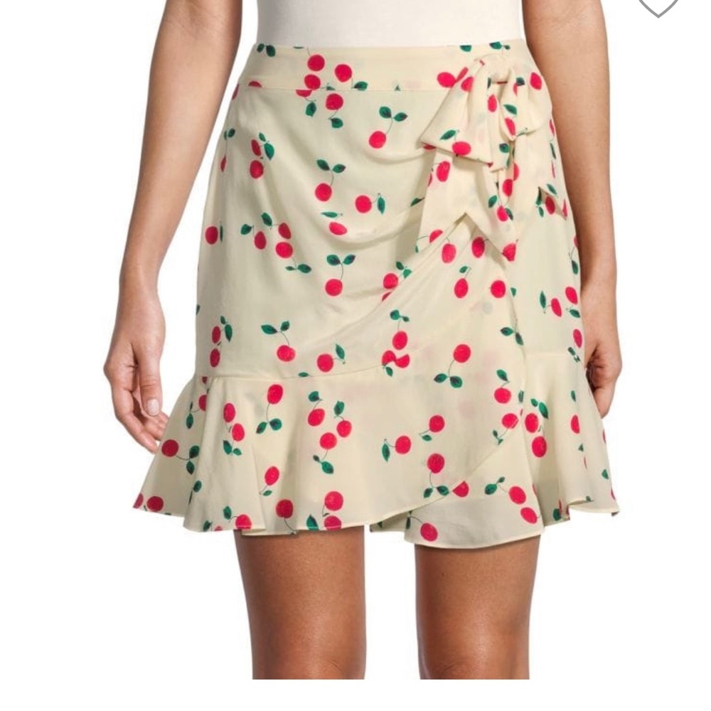THE KOOPLES Cherry-Print Silk Mini Skirt